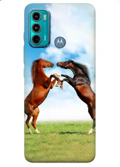 Motorola G60 силиконовый чехол с картинкой - Кони