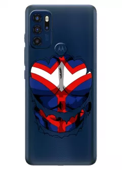 Чехол для Motorola G60s из прозрачного силикона - My Hero Academia All Might