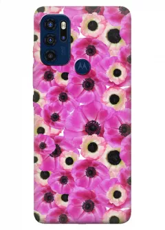 Motorola G60s силиконовый чехол с картинкой - Розовые цветочки