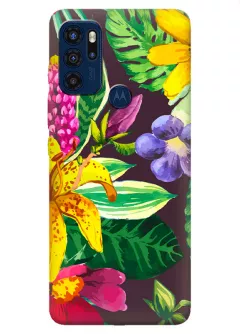 Motorola G60s силиконовый чехол с картинкой - Яркие цветочки