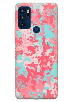 Motorola G60s силиконовый чехол с картинкой - Розовые бабочки