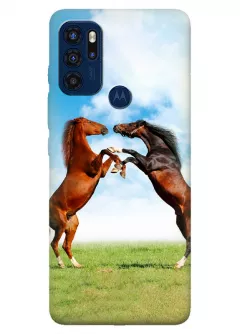 Motorola G60s силиконовый чехол с картинкой - Кони