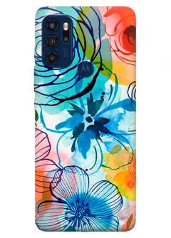Motorola G60s силиконовый чехол с картинкой - Арт цветы