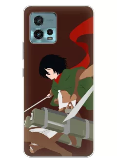 Motorola G72 чехол - Атака на титанов Attack on Titan Микаса Аккерман атака в прыжке с мечем вектор-арт
