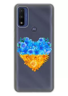 Патриотический чехол Motorola G Pure с рисунком сердца из цветов Украины