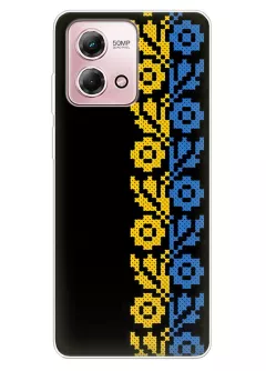 Чехол на Motorola G Stylus 4G 2023 с патриотическим рисунком вышитых цветов