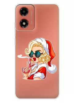 Motorola Moto G04s прозрачный силиконовый чехол - Санта-вумен