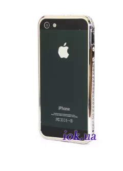 iPhone 5S серебряный бампер в стразах