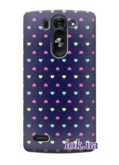 Чехол для LG G3s - Разноцветные сердечки