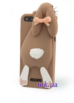 Чехол Мошино Кролик на Айфон 5, коричневый