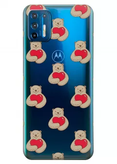 Чехол для Motorola Moto G9 Plus - Влюбленные медведи