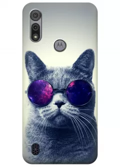 Чехол для Motorola E6i - Кот в очках