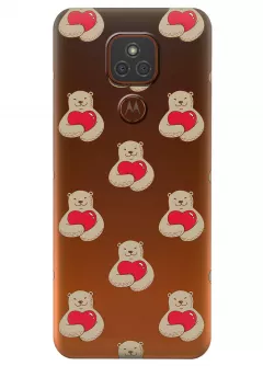 Чехол для Motorola Moto E7 Plus - Влюбленные медведи