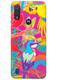 Чехол для Motorola Moto E6s - Попугаи