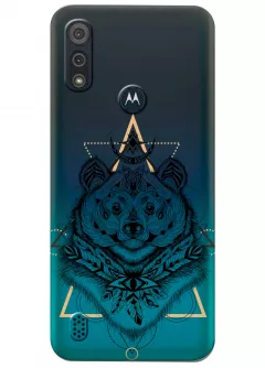 Прозрачный чехол для Motorola Moto E6s - Медведь индеец