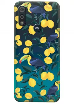 Прозрачный чехол для Motorola Moto E6s - Туканы и лимоны