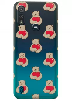 Прозрачный чехол для Motorola Moto E6s - Влюбленные медведи