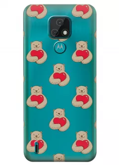 Чехол для Motorola Moto E7 - Влюбленные медведи