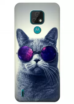 Чехол для Motorola Moto E7 - Кот в очках