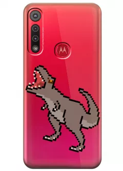 Прозрачный чехол для Moto G8 Play - Пиксельгный динозавр