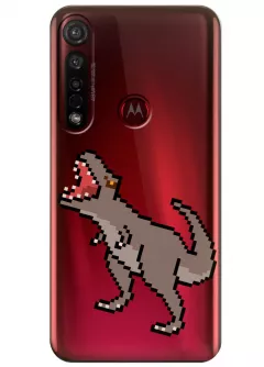 Прозрачный чехол для Moto G8 Plus - Пиксельный динозавр