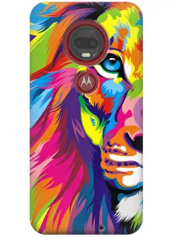 Чехол для Motorola Moto G7 - Красочный лев
