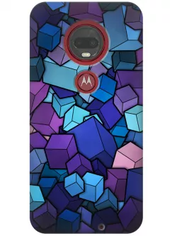 Чехол для Motorola Moto G7 - Синие кубы