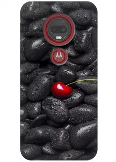 Чехол для Motorola Moto G7 - Вишня на камнях