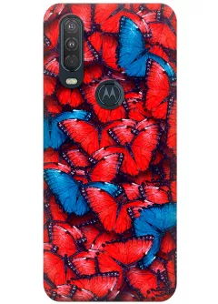 Чехол для Motorola One Action - Красные бабочки