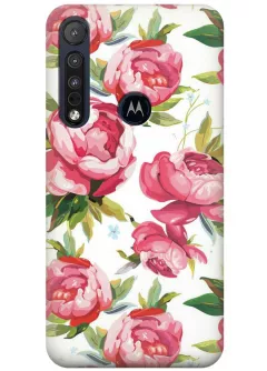 Чехол для Motorola One Macro - Розовые пионы