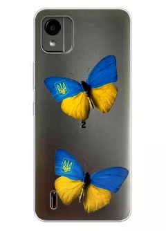 Чехол для Nokia C110 из прозрачного силикона - Бабочки из флага Украины