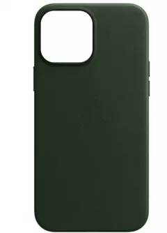 Кожаный чехол Leather Case (AAA) для Apple iPhone 13 mini (5.4"), Зеленый / Sequoia Green