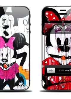 Классная наклейка Mickey & Minnie Mouse для iPhone 4\4s