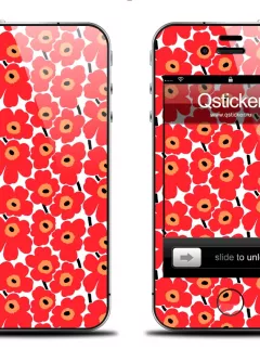 Наклейка с цветочками для девушек для iPhone 4/4S - Marimekko Red