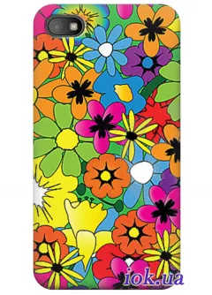 Чехол для HTC One SV - Радужные цветочки 