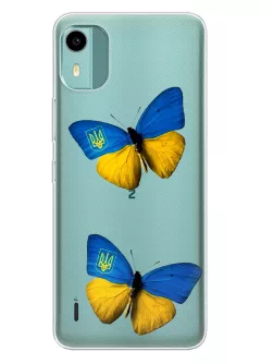 Чехол для Nokia C12 из прозрачного силикона - Бабочки из флага Украины