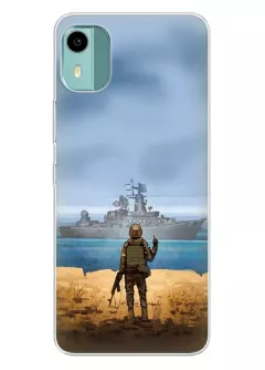 Чехол для Nokia C12 с прощальным жестом для русского корабля
