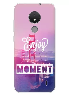 Чехол для Nokia C21 из силикона с позитивным дизайном - Enjoy Every Moment