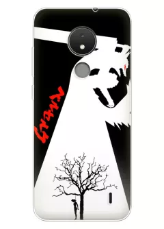 Nokia C21 чехол - Берсерк Бэрусэруку Berserk Beruseruku повешенный на дереве на фоне воюющих героев