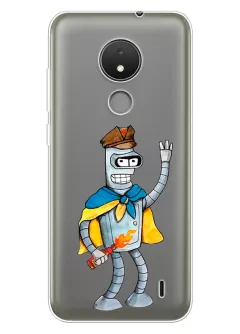 Прозрачный чехол на Nokia C21 с Бендером и коктелем Молотова