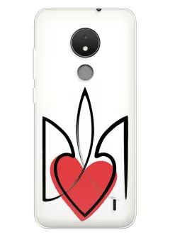 Чехол на Nokia C21 с сердцем и гербом Украины