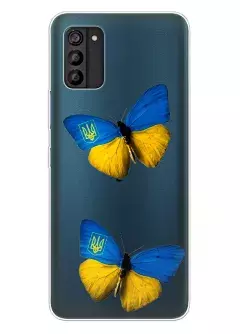 Чехол для Nokia C210 из прозрачного силикона - Бабочки из флага Украины
