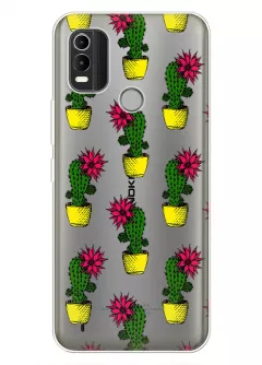 Чехол для Nokia C21 Plus с тропическими кактусами