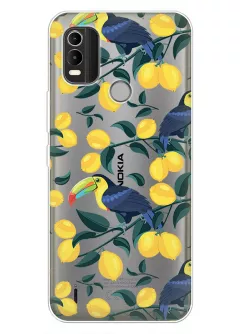 Радостный чехол для Nokia C21 Plus с принтом - Туканы и лимоны