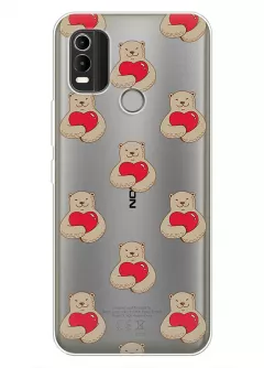 Чехол для Nokia C21 Plus с принтом - Влюбленные медведи