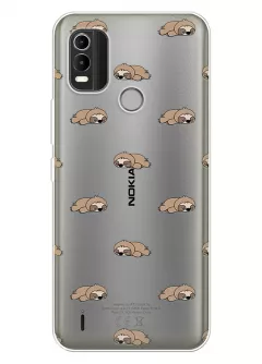 Чехол для Нокия С21 Плюс с прозрачным рисунком из силикона - Спящие ленивцы