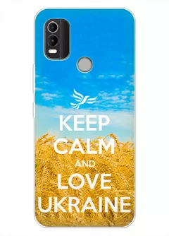 Бампер на Nokia C21 Plus с патриотическим дизайном - Keep Calm and Love Ukraine