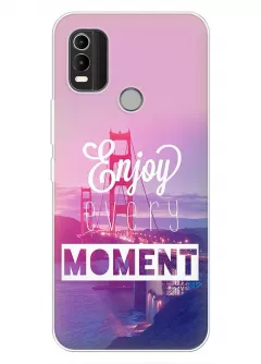 Чехол для Nokia C21 Plus из силикона с позитивным дизайном - Enjoy Every Moment