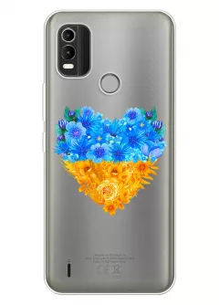 Патриотический чехол Nokia C21 Plus с рисунком сердца из цветов Украины