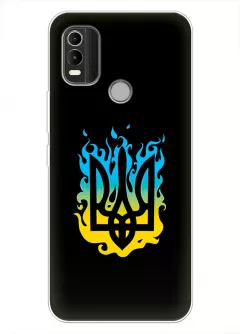 Чехол на Nokia C21 Plus с справедливым гербом и огнем Украины